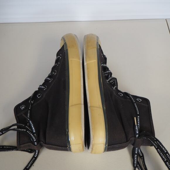 ALLSAINTS Jaxon High Top Canvas Sneaker Shoes Mens S US 9 EU 42 Black Distressed - Picture 7 of 11